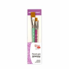Набір пензлів для декору синтетика плоска № 8, 20 кругла № 2 Hobby craft Rosa Talent, 708181