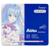 Олівці кольорові MANGA 24 пастельних кольори металевий пенал Marco Chroma 8550-24TN, 931329