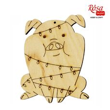 Заготовка Свинка в гірлянді, 7,9 * 10 см, фанера, ROSA Talent, 4801644