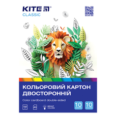 Картон кольоровий А5 двосторонній 10 аркушів 10 кольорів Kite Classic K-289, 67709