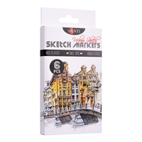 Набір скетч маркерів двосторонніх Urban Sketch 6 кольорів Santi, 390548
