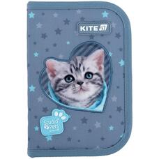 Пенал з наповненням 1 відділення 2 відвороти Kite Studio Pets SP25-622H-3, 70058