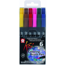 Набір маркерів Koi Coloring Brush 6 кольорів Sakura XBR6B1, 316799