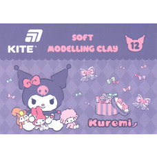 Пластилін восковий 12 кольорів 240 грам Hello Kitty Kuromi Kite HK24-1086, 71248