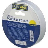 Стрічка клейка двостороння 18 мм х10 метрів Buromax BM.7504, 916303