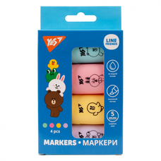 Набір маркерів текстових клиновидних 4 кольори Line Friends YES, 390711