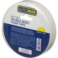 Стрічка клейка двостороння спінена 24 мм х 2 метри Buromax BM.7520, 590364