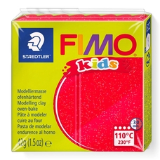 Полімерна глина Fimo Kids червона з блискітками 42 грама Staedtler, 8030212