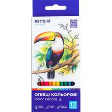 Олівці кольорові 12 кольорів тригранні Kite Classic K-053, 67646