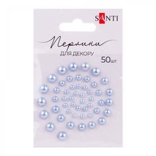 Перлини самоклеючі блакитні сірі 50 штук Santi, 742978