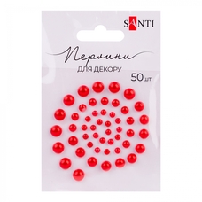 Перлини самоклеючі червоні 50 штук Santi, 952640
