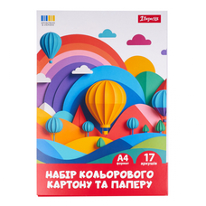Набір кольорового картону та паперу А4 односторонній 17 аркушів Classic 1Вересня, 954902