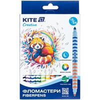 Фломастери 12 шт 24 кольори двосторонні Kite Creative K-1151, 68711