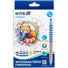 Фломастери 12 шт 24 кольори двосторонні Kite Creative K-1151, 68711