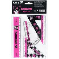 Набір лінійка 15 см 2 косинця транспортир Kite Kuromi HK25-282, 71097