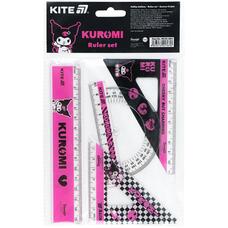 Набір лінійка 15 см 2 косинця транспортир Kite Kuromi HK25-282, 71097
