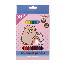 Олівці кольорові 18 олівців 36 кольорів Pusheen Yes, 290769