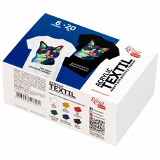 Набір акрилових фарб для розпису тканин 6 кольорів по 20 мл Rosa Talent, 134620