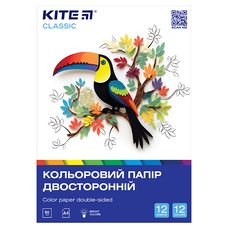 Папір кольоровий А4 двосторонній 12 аркушів Classic K-287 Kite, 67703