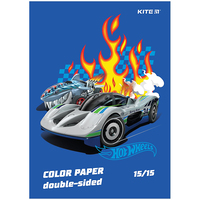 Папір кольоровий А4 двосторонній 15 аркушів Kite Hot Wheels HW24-250, 67463