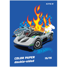 Папір кольоровий А4 двосторонній 15 аркушів Kite Hot Wheels HW24-250, 67463