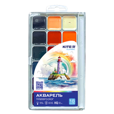 Фарби акварельні 18 кольорів Kite Classic K-066, 67691