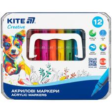 Набір акрилових маркерів-пензликів 12 кольорів Kite Creative K-1161, 75305