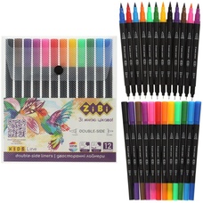 Набір лінерів двосторонніх 12 кольорів 0,4 мм лінер пензлик Zibi Kids Line ZB.2851, 804637