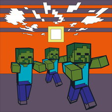 Картина за номерами з LED підсвіткою 25х25 см Minecraft Втеча зомбі Santi, 954401