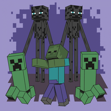 Картина за номерами 25х25 см Minecraft Ендермени Santi, 955476