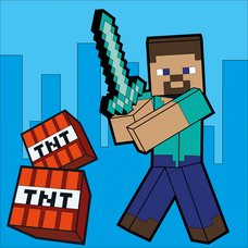 Картина за номерами з LED підсвіткою 25х25 см Minecraft Стів та алмазний меч Santi, 954927