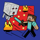Картина за номерами з LED підсвіткою 25х25 см Minecraft Стів та гаст Santi, 954393