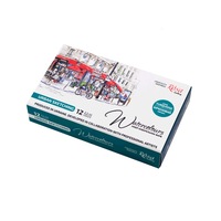 Набір акварельних фарб Urban Sketching 12 кольорів бірюзовий металевий пенал Rosa Gallery, 3403412