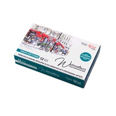 Набір акварельних фарб Urban Sketching 12 кольорів бірюзовий металевий пенал Rosa Gallery, 3403412