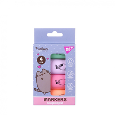 Набір маркерів текстових клиновидних 4 кольори Pusheen YES, 391094